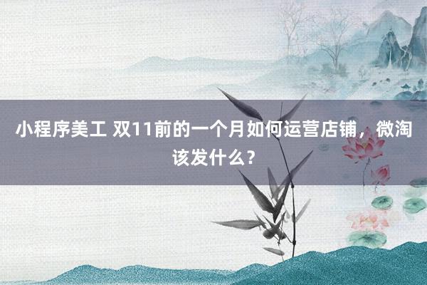 小程序美工 双11前的一个月如何运营店铺，微淘该发什么？