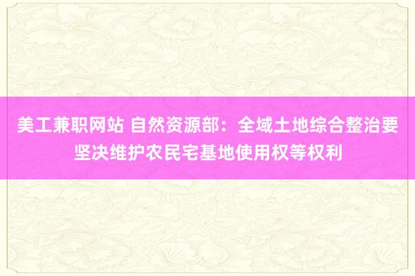 美工兼职网站 自然资源部：全域土地综合整治要坚决维护农民宅基地使用权等权利