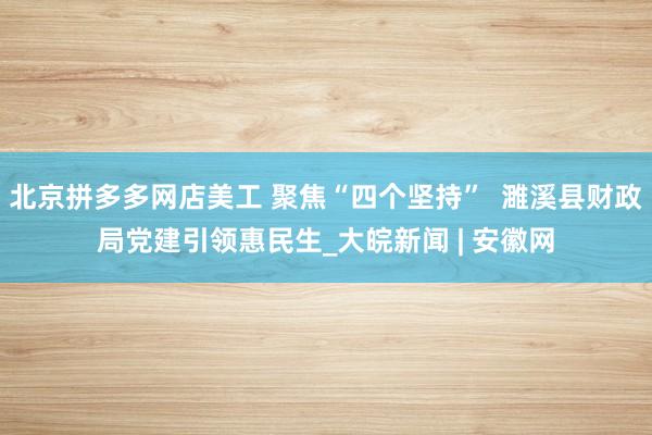 北京拼多多网店美工 聚焦“四个坚持”  濉溪县财政局党建引领惠民生_大皖新闻 | 安徽网